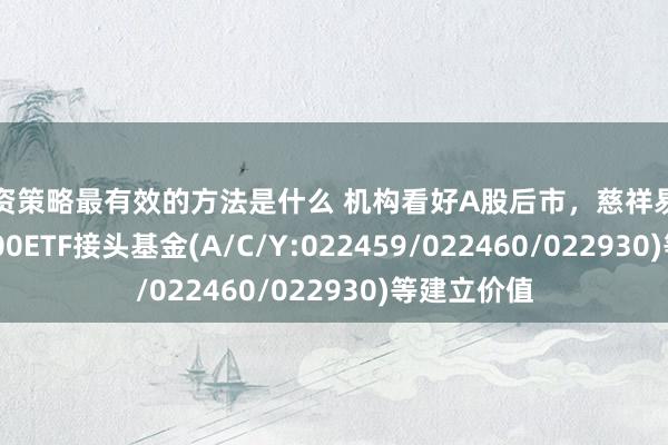 投资策略最有效的方法是什么 机构看好A股后市，慈祥易方达中证A500ETF接头基金(A/C/Y:022459/022460/022930)等建立价值